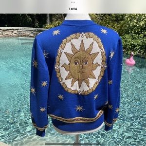 St John Sz P M Sunburst 🌞 Star ⭐️ gold metallic dress Jacket day evening chic